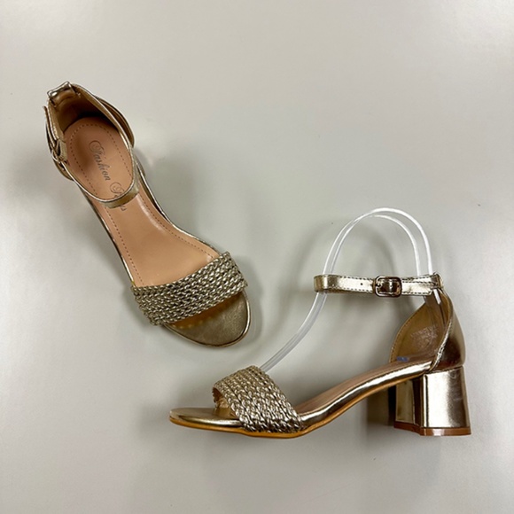 Short Heel Sandals from Fashion Focus - Oceria-5 Gold - Picture 1 of 2